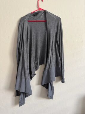 attention Gray Draped Open-Front Cardigan with Hem Panels